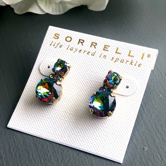 COPY - Sorrelli women’s Volcano circular crystal post drop earrings NWT - Picture 4 of 11